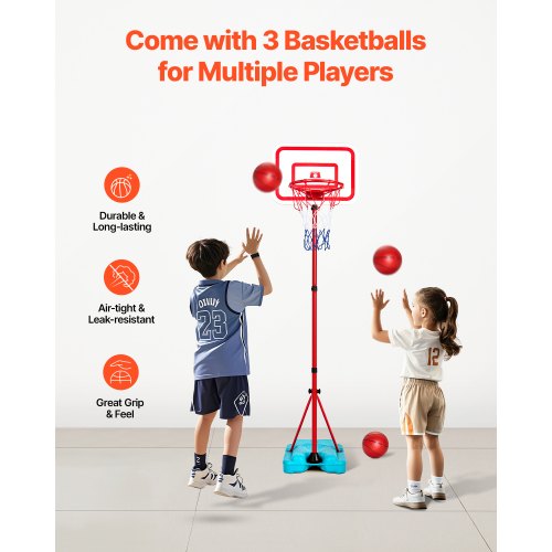 Kids Basketball Hoop Height Adjustable Portable Basketball Court with Fillable