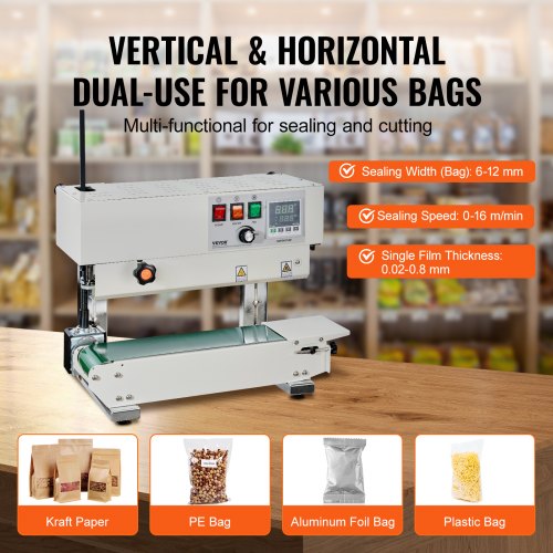 Continuous Bag Band Sealing Machine Vertical Band Sealer Carbon Steel – 245 MM