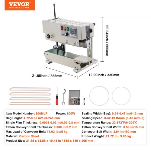 Continuous Bag Band Sealing Machine Vertical Band Sealer Carbon Steel – 245 MM
