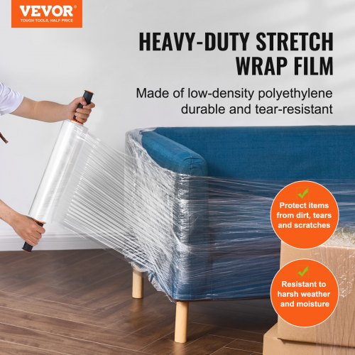 Stretch Film 15 inches x 1200 feet 2 Pack 80 Gauge Industrial Strength
