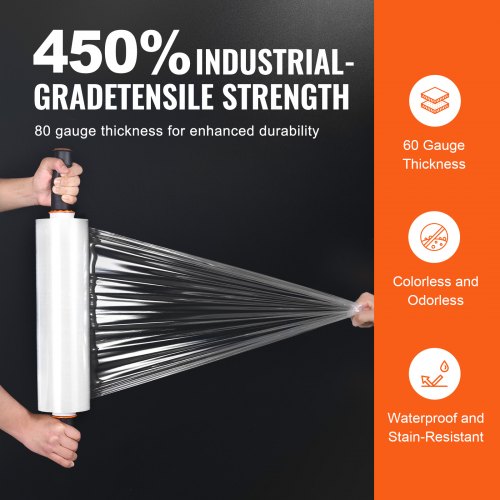 Stretch Film 15 inches x 1200 feet 2 Pack 80 Gauge Industrial Strength