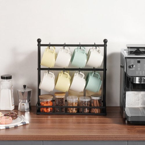 Coffee Mug Holder for Countertop 16 Hooks Coffee Cup Holder with Storage