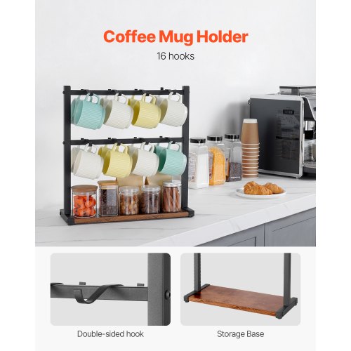 Coffee Mug Holder for Countertop 16 Hooks Coffee Cup Holder with Storage 1