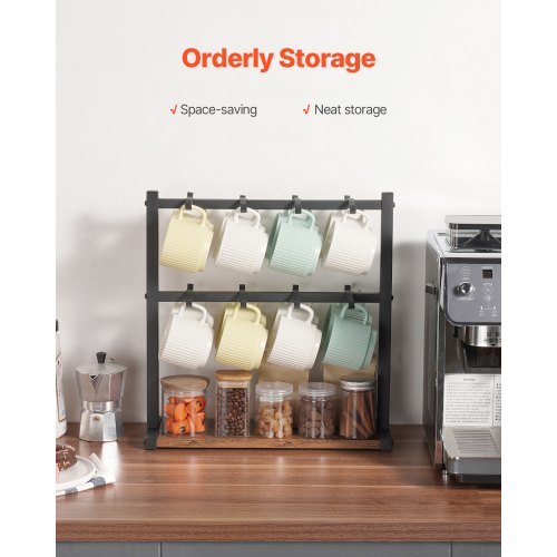 Coffee Mug Holder for Countertop 16 Hooks Coffee Cup Holder with Storage 1
