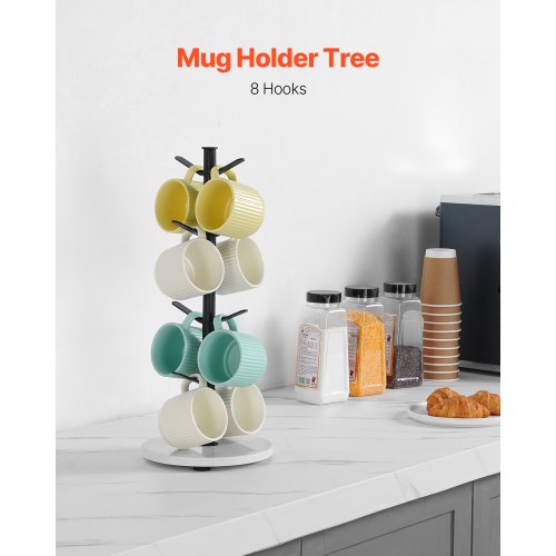 Mug Holder Tree with Marble Base 8 Hooks Coffee Cup Holder for Counter