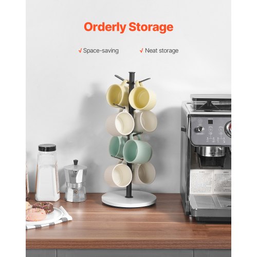 Mug Holder Tree with Marble Base 8 Hooks Coffee Cup Holder for Counter