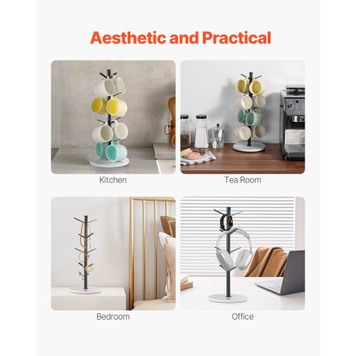 Mug Holder Tree with Marble Base 8 Hooks Coffee Cup Holder for Counter
