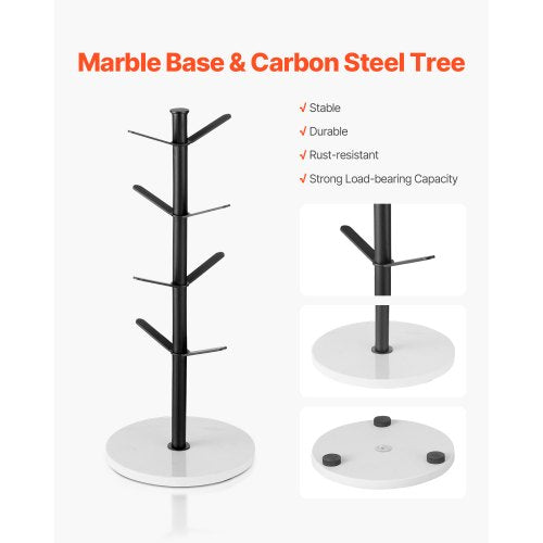 Mug Holder Tree with Marble Base 8 Hooks Coffee Cup Holder for Counter