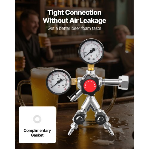 CO2 Regulator DualGauge DualValve Beer Keg Regulator60 PSI Adjustable