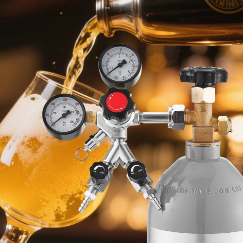 CO2 Regulator DualGauge DualValve Beer Keg Regulator60 PSI Adjustable