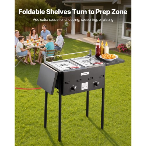 Outdoor Propane Deep Fryer DualTank 8QTx2 Commercial Fryer Stainless