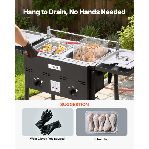 Outdoor Propane Deep Fryer DualTank 8QTx2 Commercial Fryer Stainless