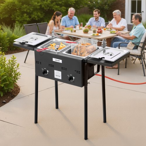 Outdoor Propane Deep Fryer DualTank 8QTx2 Commercial Fryer Stainless