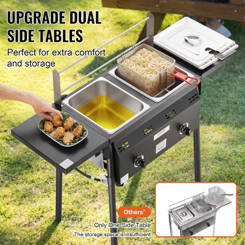 Outdoor Propane Deep Fryer Double Burners Commercial Fryer 16 Qt Stainless