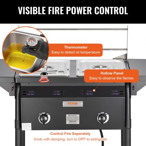 Outdoor Propane Deep Fryer Double Burners Commercial Fryer 16 Qt Stainless