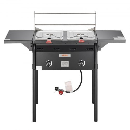 Outdoor Propane Deep Fryer Double Burners Commercial Fryer 16 Qt Stainless