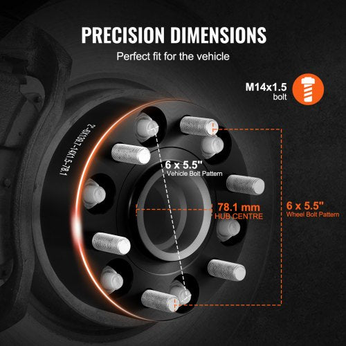 Wheel Spacers 2 6x55 Wheel Adapters 6 Lug Forged Spacer 78.1 mm Bore