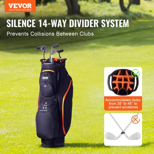 Golf Cart Bag with 14 Way Organizer Divider Top 36” 13 Pockets Premium Cart