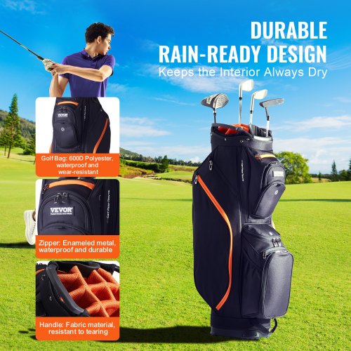 Golf Cart Bag with 14 Way Organizer Divider Top 36” 13 Pockets Premium Cart