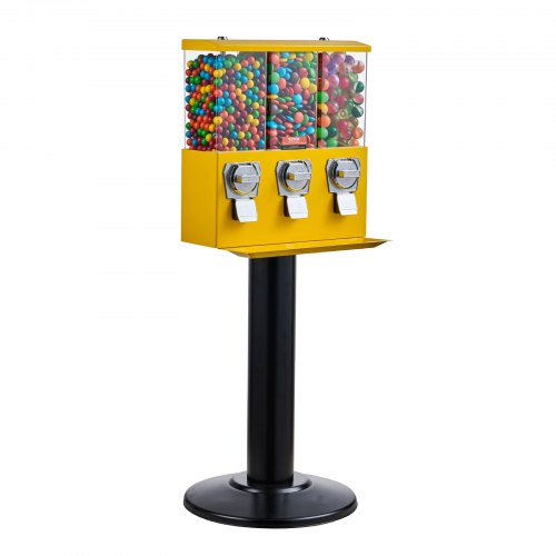 Commercial Vending Machine Triple Compartment Candy Dispenser With Iron Stand