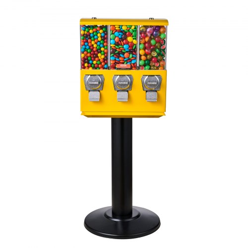 Commercial Vending Machine Triple Compartment Candy Dispenser With Iron Stand