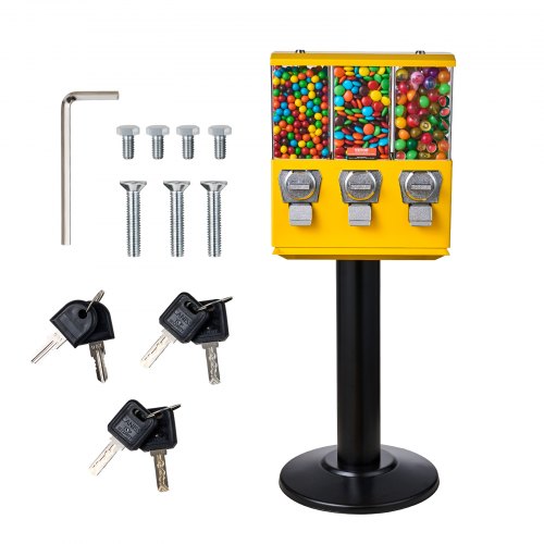 Commercial Vending Machine Triple Compartment Candy Dispenser With Iron Stand