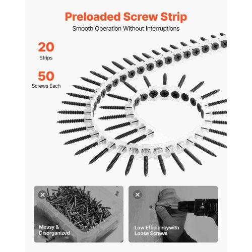 Screws 6 x 114 inch Length Drywall to Wood Collated Screw All Purpose