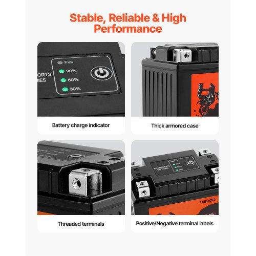 Motorcycle Battery 12 Volt 2Ah LiFePO4 Lithium PreCharged Powersports