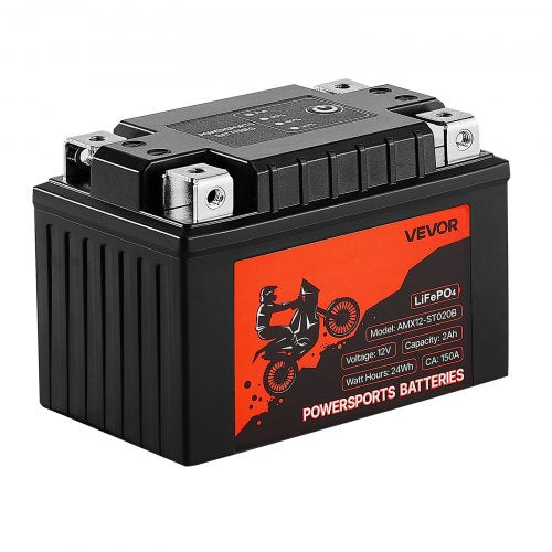 Motorcycle Battery 12 Volt 2Ah LiFePO4 Lithium PreCharged Powersports