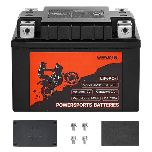 Motorcycle Battery 12 Volt 2Ah LiFePO4 Lithium PreCharged Powersports