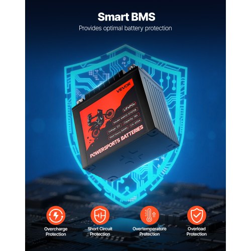 Motorcycle Battery 12 Volt 7Ah LiFePO4 Lithium PreCharged Powersports