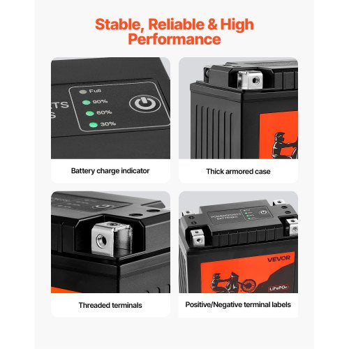 Motorcycle Battery 12 Volt 7Ah LiFePO4 Lithium PreCharged Powersports