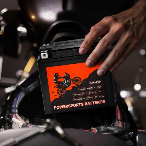 Motorcycle Battery 12 Volt 7Ah LiFePO4 Lithium PreCharged Powersports
