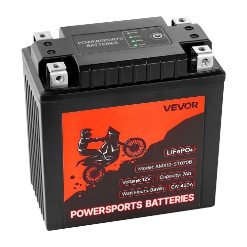 Motorcycle Battery 12 Volt 7Ah LiFePO4 Lithium PreCharged Powersports