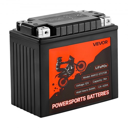 Motorcycle Battery 12 Volt 7Ah LiFePO4 Lithium PreCharged Powersports