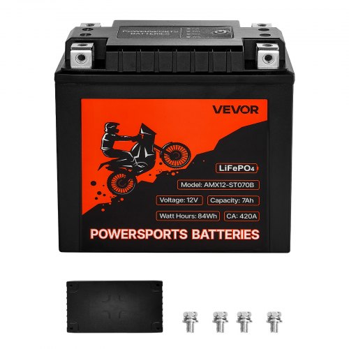 Motorcycle Battery 12 Volt 7Ah LiFePO4 Lithium PreCharged Powersports