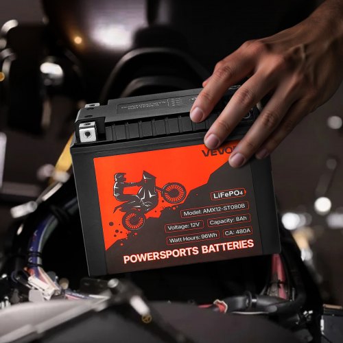 Motorcycle Battery 12 Volt 8Ah LiFePO4 Lithium PreCharged Powersports