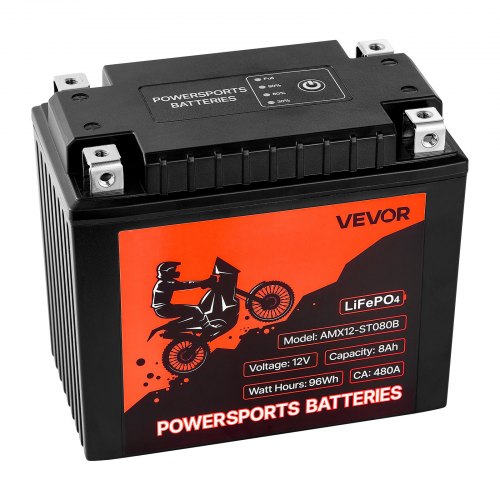 Motorcycle Battery 12 Volt 8Ah LiFePO4 Lithium PreCharged Powersports
