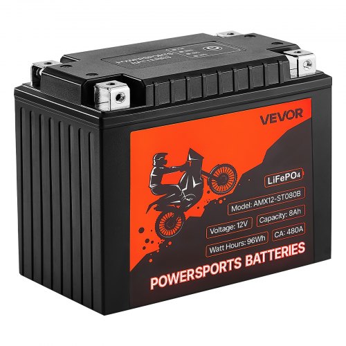 Motorcycle Battery 12 Volt 8Ah LiFePO4 Lithium PreCharged Powersports