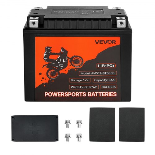 Motorcycle Battery 12 Volt 8Ah LiFePO4 Lithium PreCharged Powersports