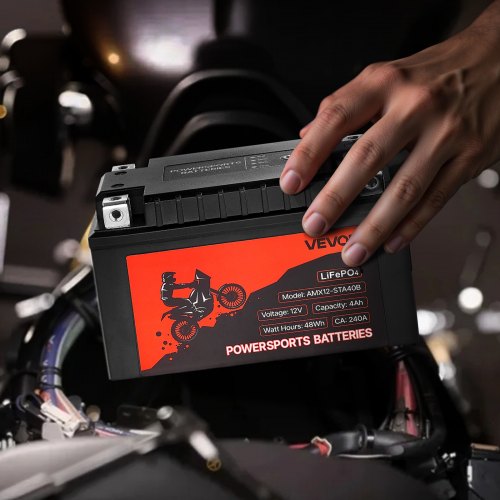 Motorcycle Battery 12 Volt 4Ah LiFePO4 Lithium PreCharged Powersports