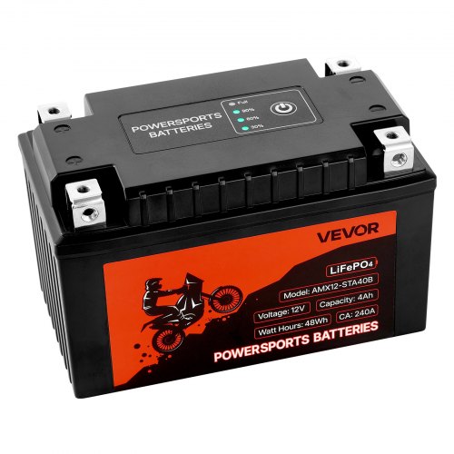 Motorcycle Battery 12 Volt 4Ah LiFePO4 Lithium PreCharged Powersports