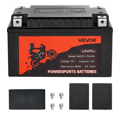 Motorcycle Battery 12 Volt 4Ah LiFePO4 Lithium PreCharged Powersports