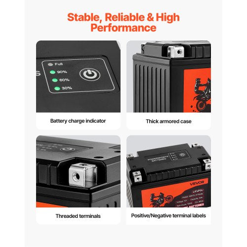 Motorcycle Battery 12 Volt 6Ah LiFePO4 Lithium PreCharged Powersports