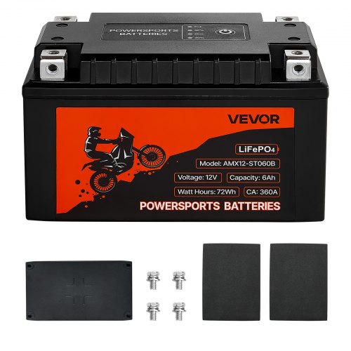 Motorcycle Battery 12 Volt 6Ah LiFePO4 Lithium PreCharged Powersports