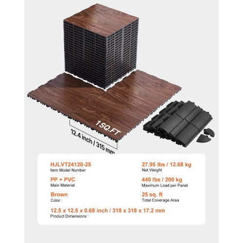 Dance Floor Tiles 124 x 12.4 in 25 Piece Interlocking Dance Flooring
