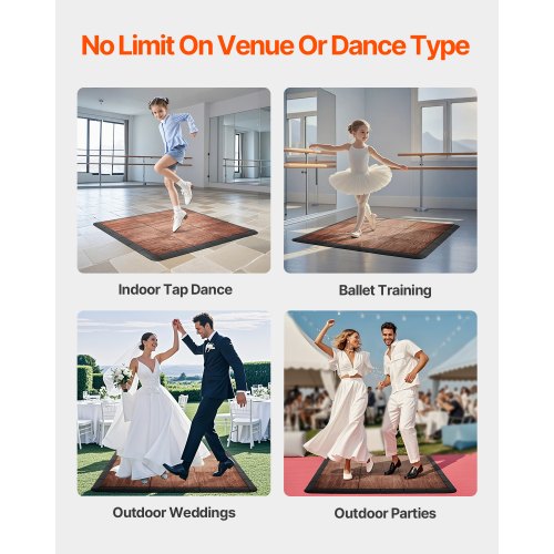 Dance Floor Tiles 124 x 12.4 in 9 Piece Interlocking Dance Flooring
