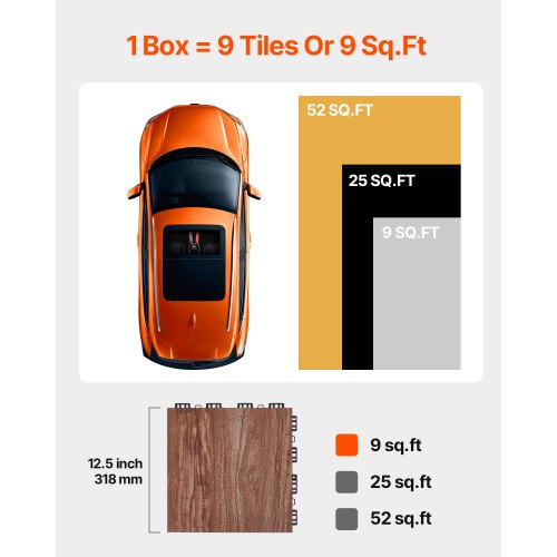 Dance Floor Tiles 124 x 12.4 in 9 Piece Interlocking Dance Flooring