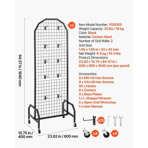2 Packs Grid Wall Panels 19 x 5.4 ft Wire Grid Panels Display Rack