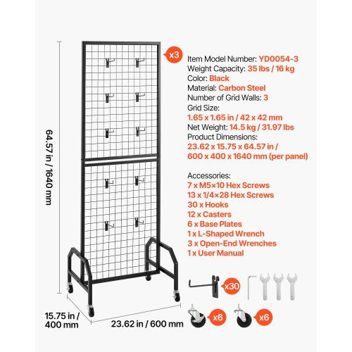3 Packs Grid Wall Panels 19 x 5.4 ft Wire Grid Panels Display Rack